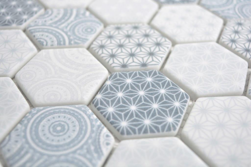 GLASS mosaic Hexagon ECO blue mosaic tile wall tile backsplash kitchen bathroom_f | 10 mosaic mats