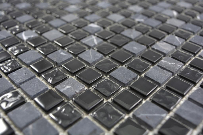 Hand pattern translucent glass mosaic stone gray black mosaic tile wall tile backsplash kitchen bathroom MOS58-0203_m