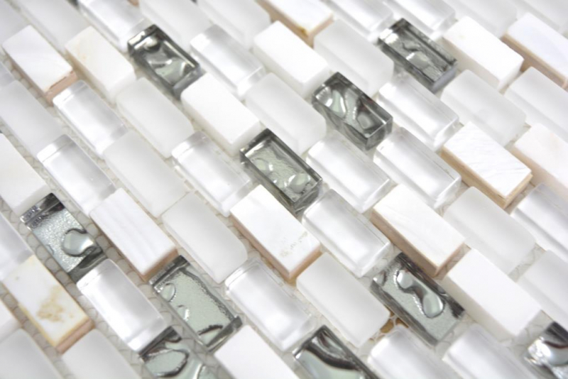 Hand pattern translucent glass mosaic composite stone shell white mosaic tile wall tile backsplash kitchen bathroom MOS86-0001_m