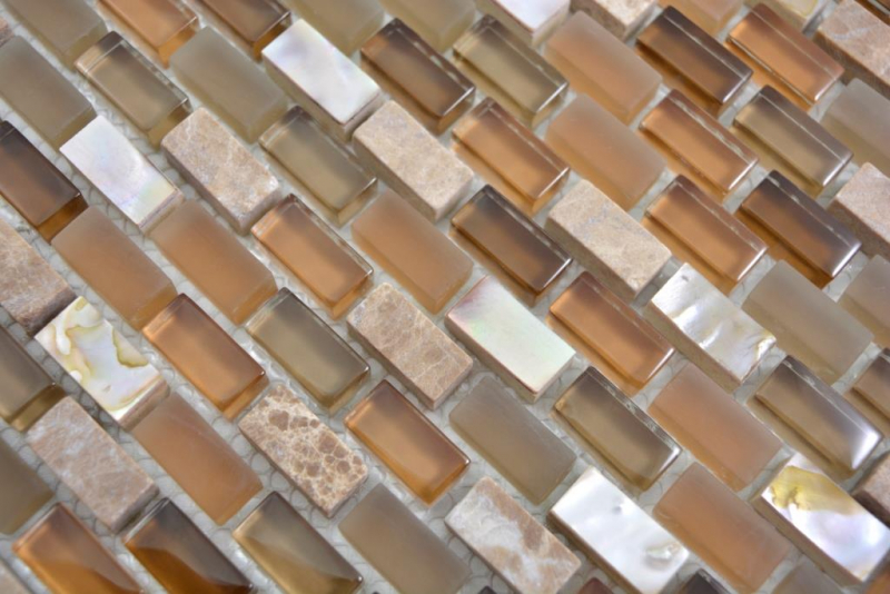 Hand pattern translucent glass mosaic composite stone shell beige mosaic tile wall tile backsplash kitchen bathroom MOS86-0012_m