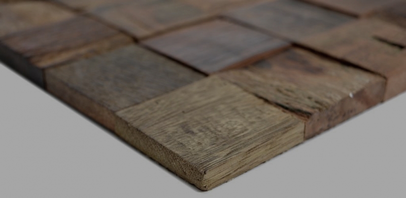 Wooden mosaic made from boat planks Wood FSC wall cladding Kitchen splashback MOS160-23