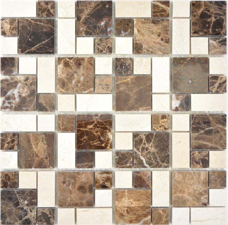 Hand pattern marble mosaic stone emperador dark cremarfil mosaic tile wall tile backsplash kitchen bathroom MOS88-1312_m