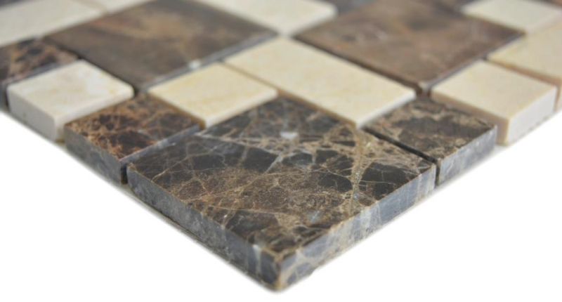 Hand pattern marble mosaic stone emperador dark cremarfil mosaic tile wall tile backsplash kitchen bathroom MOS88-1312_m