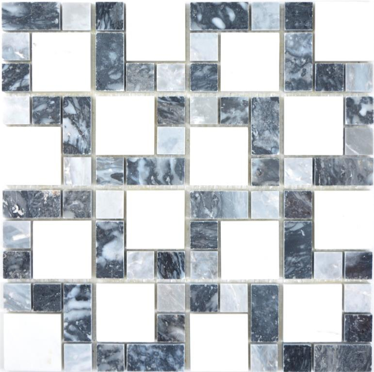 Hand sample marble mosaic stone black gray white mosaic tile wall tile backsplash kitchen bathroom MOS88-0321_m