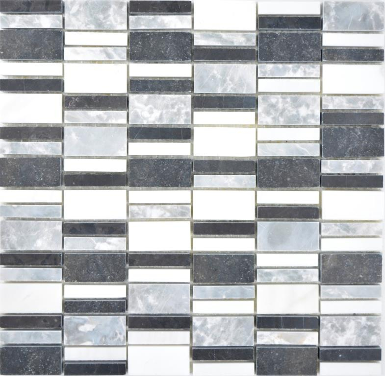 Hand sample marble mosaic stone black gray white mosaic tile wall tile backsplash kitchen bathroom MOS88-0123_m