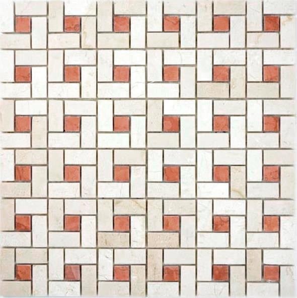 Marble mosaic tile wheel crema beige pink rose polished tile backsplash wall tile shower wall floor kitchen wall - MOS88-B17