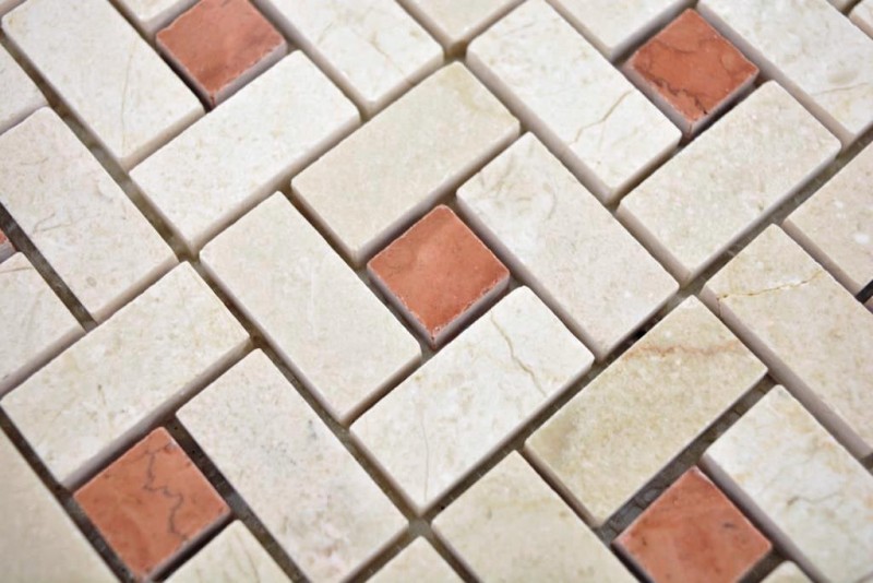 Marble mosaic tile wheel crema beige pink rose polished tile backsplash wall tile shower wall floor kitchen wall - MOS88-B17
