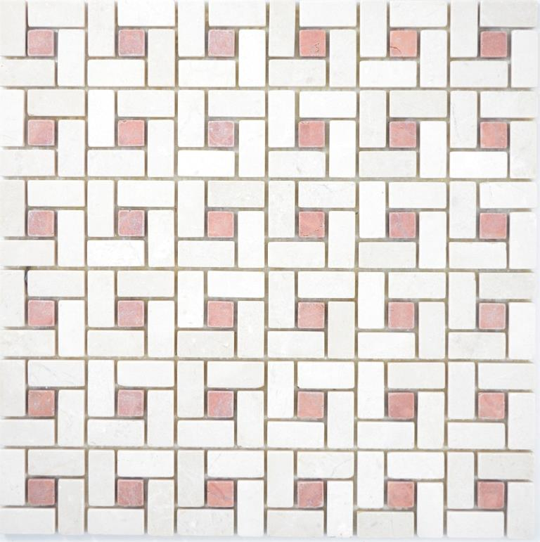 Marble mosaic wheel stone cremarfil pink rose Marble mosaic wheel stone gray panther polished MOS88-B27_f