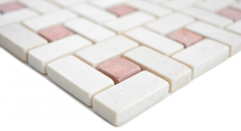 Marble mosaic wheel stone cremarfil pink rose Marble mosaic wheel stone gray panther polished MOS88-B27_f