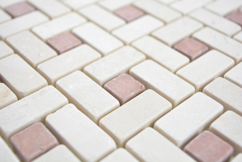 Marble mosaic wheel stone cremarfil pink rose Marble mosaic wheel stone gray panther polished MOS88-B27_f