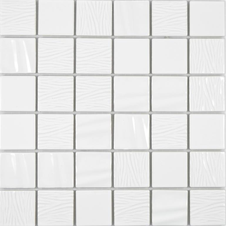 Hand sample ceramic mosaic Kanaan white plain mosaic tile wall tile backsplash kitchen bathroom MOS14-0101_m