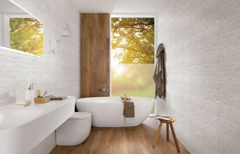 Ceramic mosaic tile white mosaic tile 3D optics wall tile mirror kitchen bathroom
