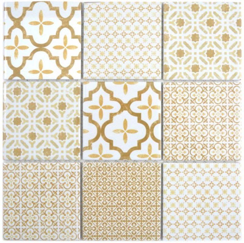 Hand-painted ceramic mosaic WARM beige mosaic tile wall tile backsplash kitchen bathroom MOS22B-WB12_m