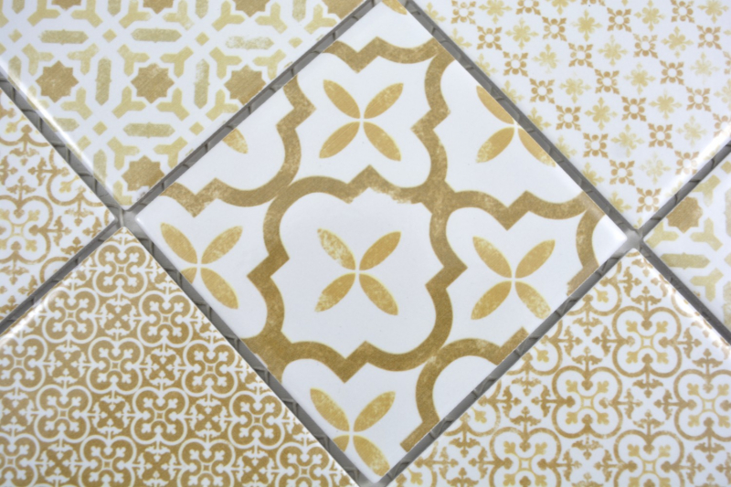 Hand-painted ceramic mosaic WARM beige mosaic tile wall tile backsplash kitchen bathroom MOS22B-WB12_m