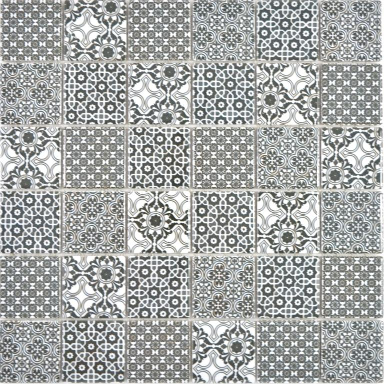 Hand sample ceramic mosaic black white mosaic tile wall tile backsplash kitchen bathroom MOS14-0333_m