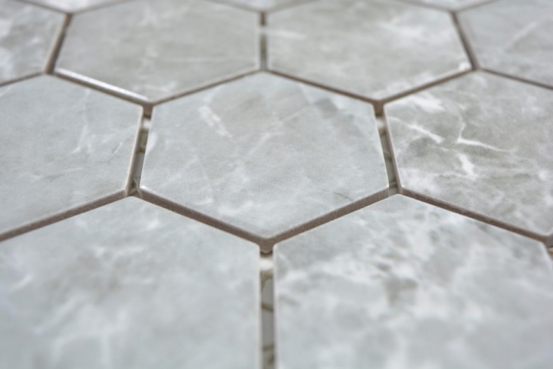 Ceramic mosaic hexagon marble gray glossy mosaic tiles wall tile backsplash kitchen bathroom MOS11H-0201_f