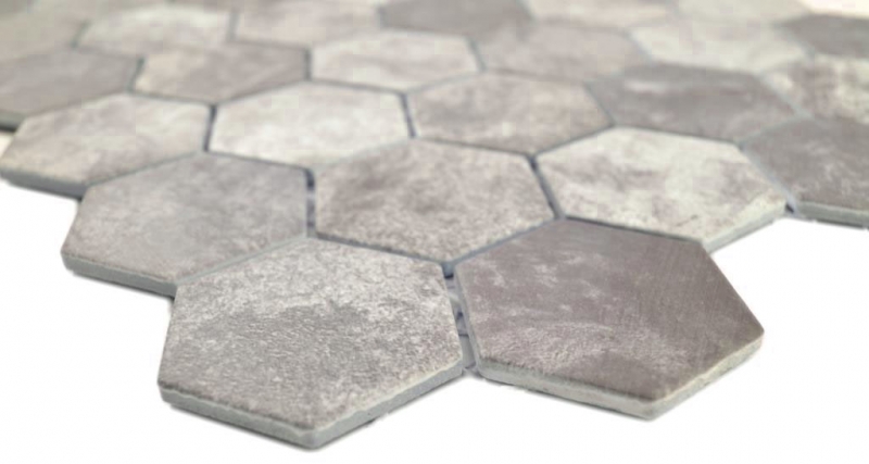 Hexagonal hexagon mosaic tile ceramic cement look dark gray mosaic tile wall tile backsplash kitchen bathroom toilet - MOS11H-0026
