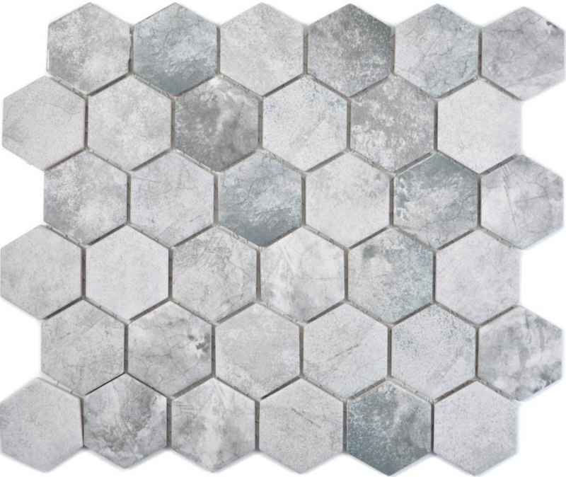 Hand pattern ceramic mosaic hexagon cement light gray mosaic tile wall tile backsplash kitchen bathroom MOS11H-0222_m