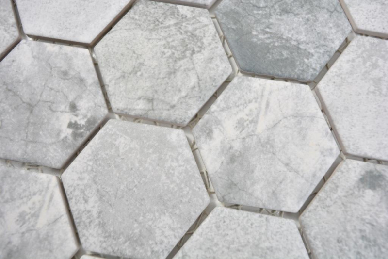 Hand pattern ceramic mosaic hexagon cement light gray mosaic tile wall tile backsplash kitchen bathroom MOS11H-0222_m
