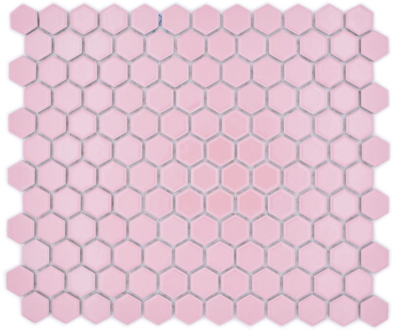 Hexagonal hexagon mosaic tile ceramic mini antique pink glossy mosaic tile wall tile backsplash kitchen bathroom kitchen tile - MOS11H-1111