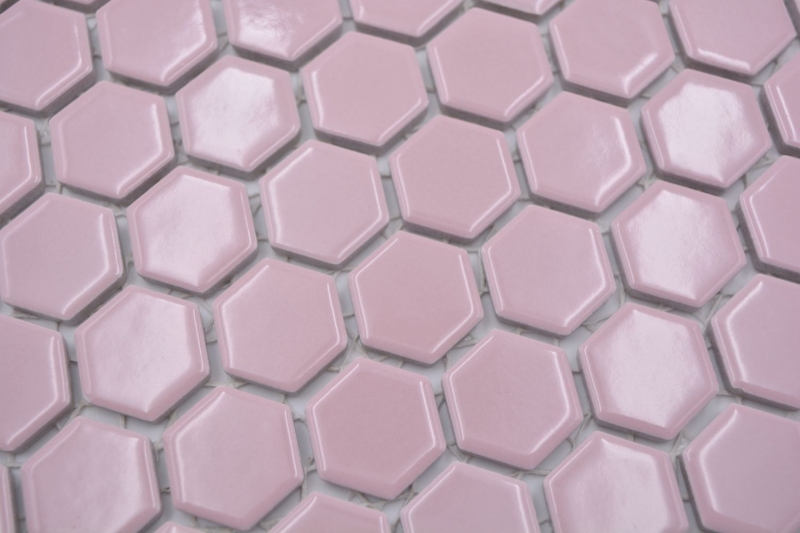 Hexagonal hexagon mosaic tile ceramic mini antique pink glossy mosaic tile wall tile backsplash kitchen bathroom kitchen tile - MOS11H-1111