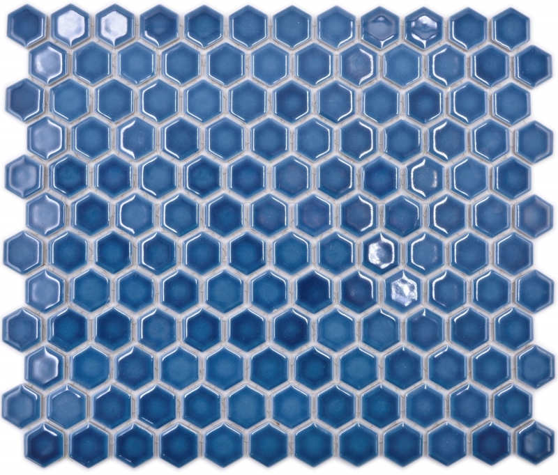 Hexagonal hexagon mosaic tile ceramic mini blue-green glossy mosaic tile wall tile backsplash kitchen bathroom toilet - MOS11H-0405