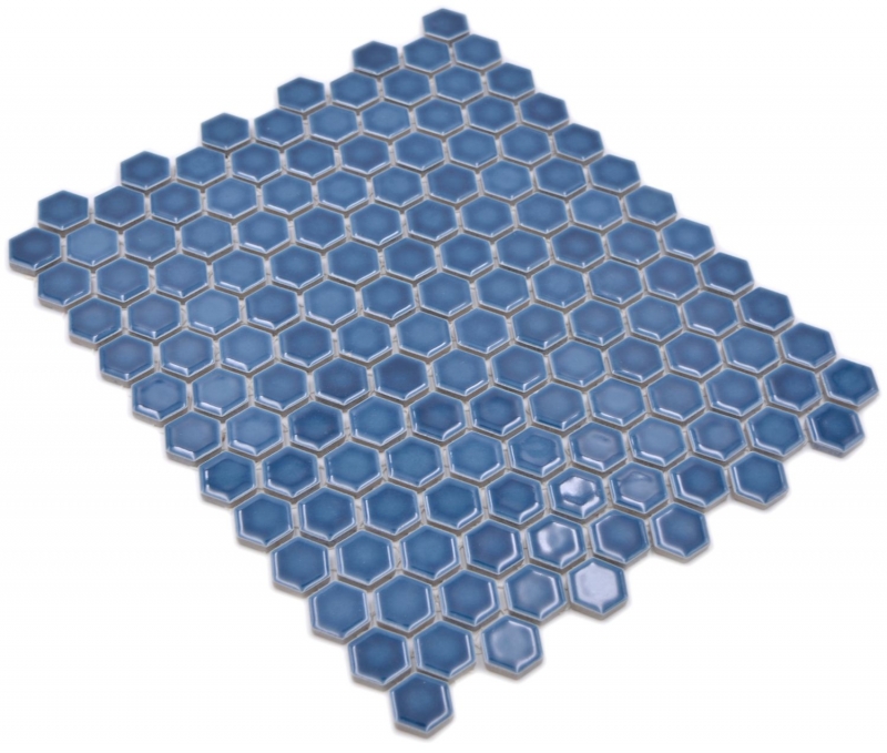 Hexagonal hexagon mosaic tile ceramic mini blue-green glossy mosaic tile wall tile backsplash kitchen bathroom toilet - MOS11H-0405