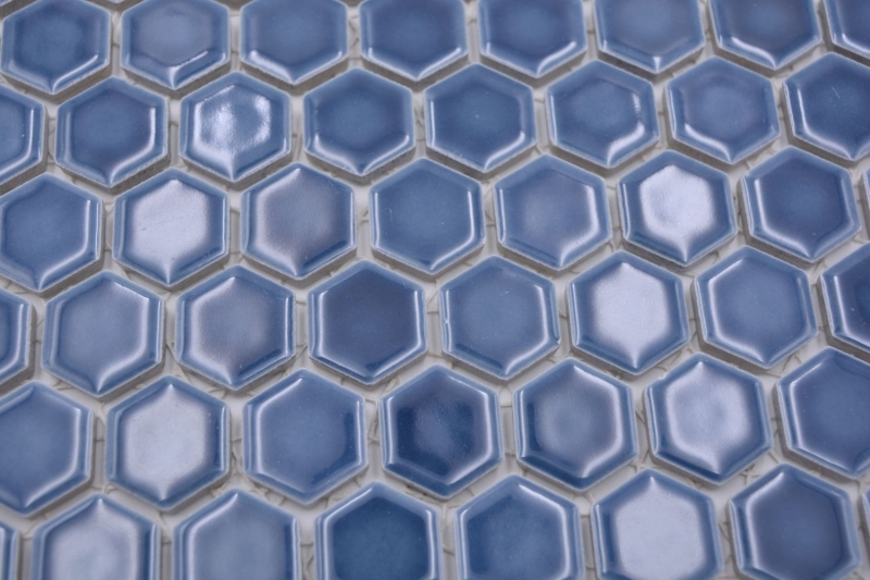 Hexagonal hexagon mosaic tile ceramic mini blue-green glossy mosaic tile wall tile backsplash kitchen bathroom toilet - MOS11H-0405