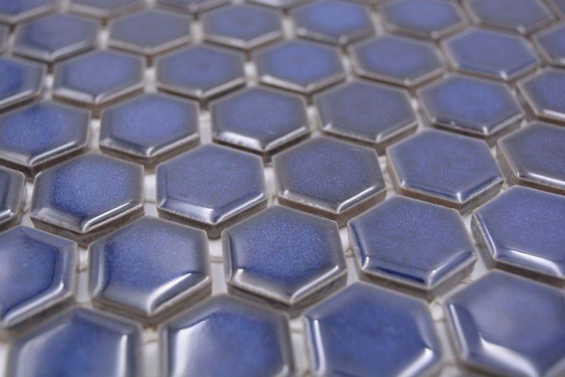 Hexagonal hexagon mosaic tile ceramic mini cobalt blue glossy mosaic tile wall tile backsplash kitchen bathroom - MOS11H-0444