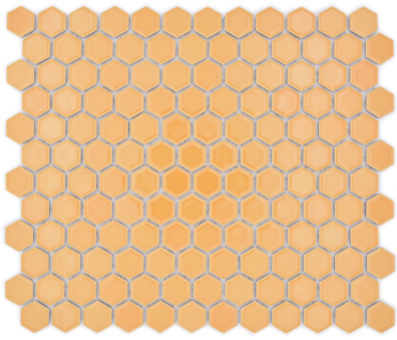 Hexagonal hexagon mosaic tile ceramic mini ochre orange glossy mosaic tile wall tile backsplash kitchen bathroom - MOS11H-1308