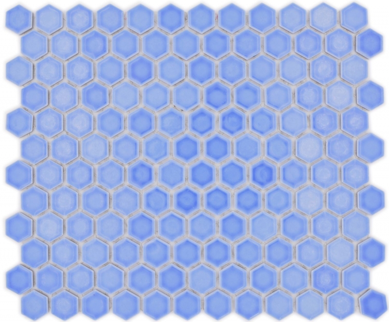 Hexagonal hexagon mosaic tile ceramic mini blue glossy mosaic tile wall backsplash kitchen tile bathroom - MOS11H-0506