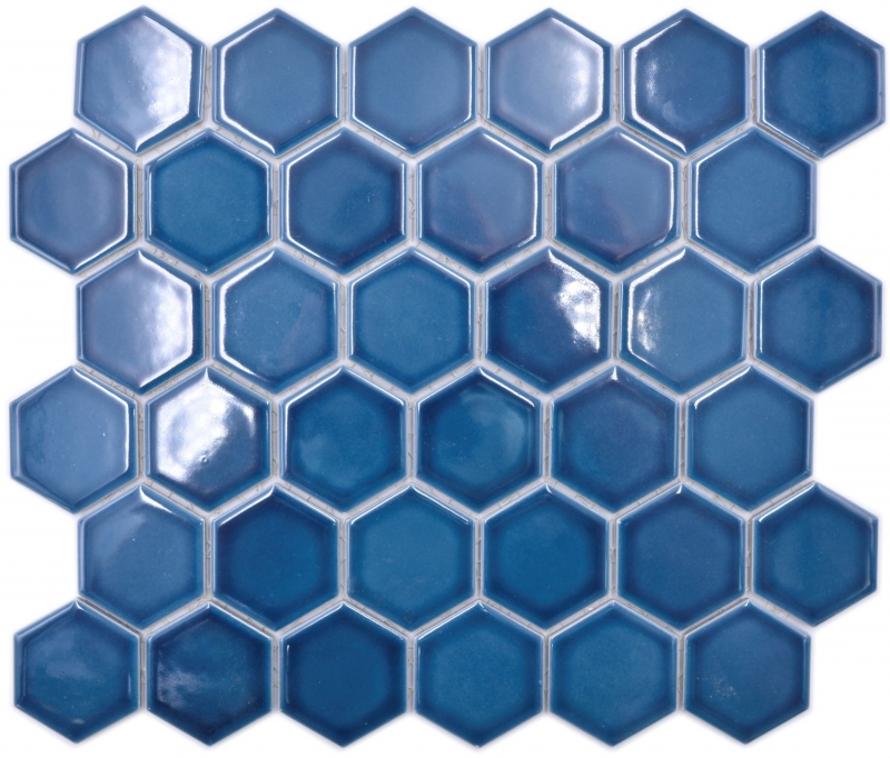Hexagonal hexagon mosaic tile ceramic blue-green glossy mosaic tile wall tile backsplash kitchen bathroom tile - MOS11H-0504