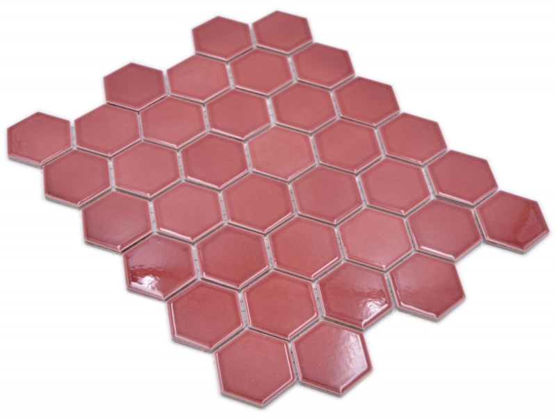 Hexagonal hexagon mosaic tile ceramic border red glossy mosaic tile wall tile backsplash kitchen tile bathroom tile - MOS11H-0901