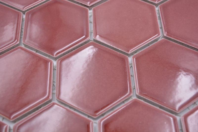 Hexagonal hexagon mosaic tile ceramic border red glossy mosaic tile wall tile backsplash kitchen tile bathroom tile - MOS11H-0901