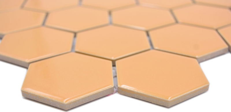 Hexagonal hexagon mosaic tile ceramic ochre orange glossy mosaic tile wall tile backsplash kitchen tile bathroom WC - MOS11H-1208