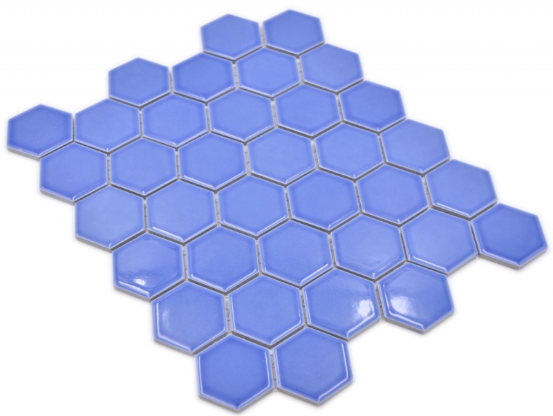 Hexagonal hexagon mosaic tile ceramic blue glossy mosaic tile wall tile backsplash kitchen bathroom tile shower wall - MOS11H-6501