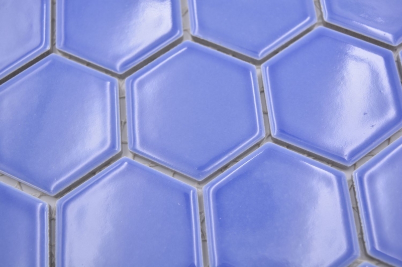 Hexagonal hexagon mosaic tile ceramic blue glossy mosaic tile wall tile backsplash kitchen bathroom tile shower wall - MOS11H-6501