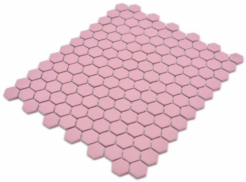 Hexagonal hexagon mosaic tile ceramic mini antique pink R10B shower base floor tile mosaic tile non-slip bathroom tile - MOS11H-1111-R10