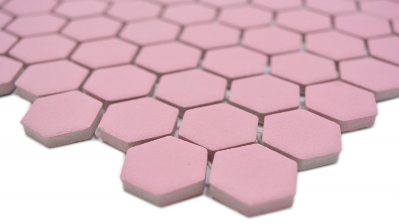 Hexagonal hexagon mosaic tile ceramic mini antique pink R10B shower base floor tile mosaic tile non-slip bathroom tile - MOS11H-1111-R10