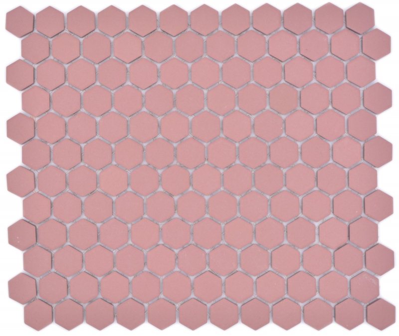 Hexagonal hexagon mosaic tile ceramic mini clinker red R10B shower tray floor tile mosaic tile non-slip bathroom - MOS11H-0900-R10