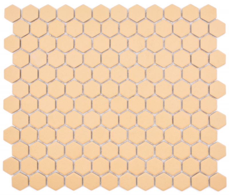 Hexagonal hexagon mosaic tile ceramic mini ochre orange R10B shower base floor tile mosaic tile non-slip bathroom - MOS11H-1208-R10