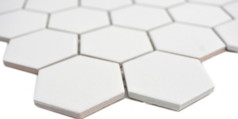 Hexagonal hexagon mosaic tile ceramic white R10B shower tray floor tile mosaic tile non-slip bathroom tile WC - MOS11H-0111-R10
