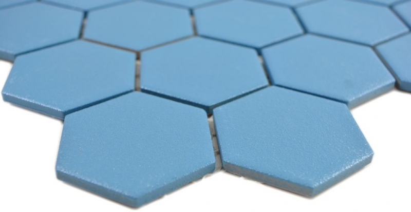 Hexagonal hexagon mosaic tile ceramic blue-green R10B shower tray floor tile mosaic tile non-slip bathroom tile wall - MOS11H-0451-R10