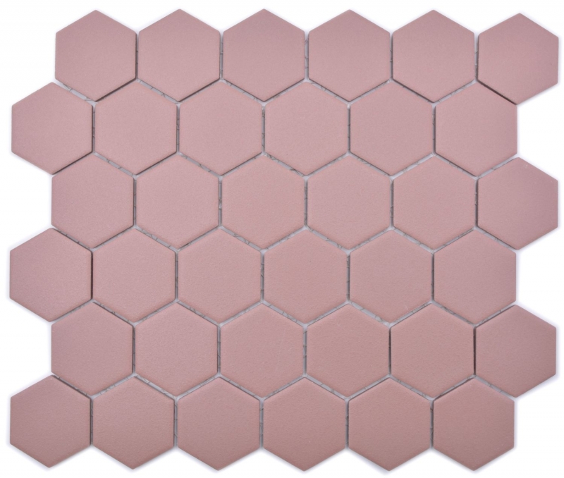Hexagonal hexagon mosaic tile ceramic clinker red R10B shower tray floor tile mosaic tile non-slip wall tile - MOS11H-0099-R10