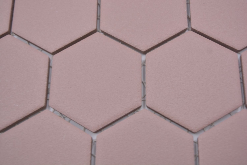 Hexagonal hexagon mosaic tile ceramic clinker red R10B shower tray floor tile mosaic tile non-slip wall tile - MOS11H-0099-R10
