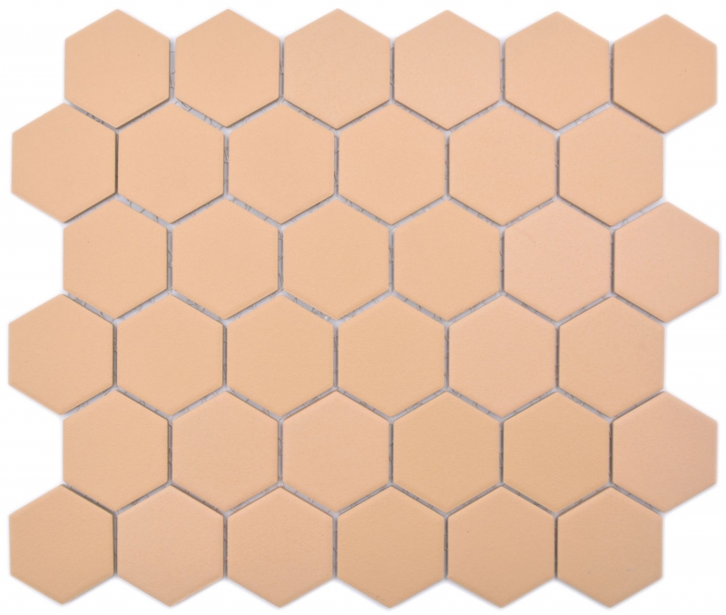 Hexagonal hexagon mosaic tile ceramic ochre orange R10B shower tray floor tile mosaic tile non-slip wall bathroom - MOS11H-0808-R10