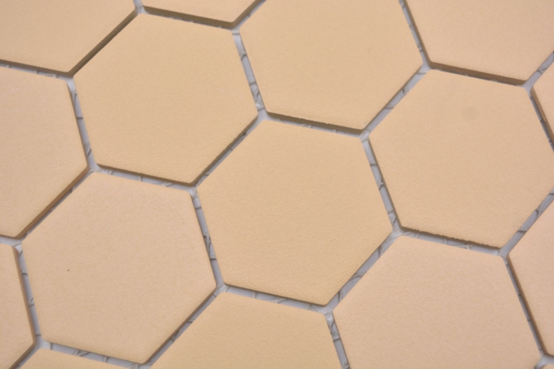 Hexagonal hexagon mosaic tile ceramic ochre orange R10B shower tray floor tile mosaic tile non-slip wall bathroom - MOS11H-0808-R10