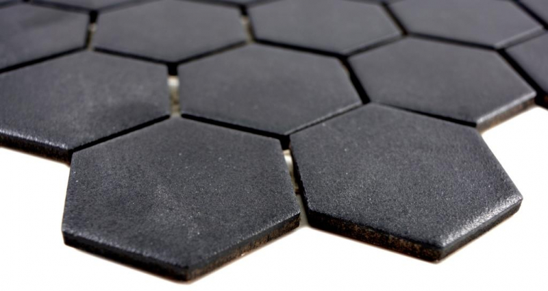 Hexagonal hexagon mosaic tile ceramic black R10B shower tray floor tile mosaic tile non-slip bathroom kitchen - MOS11H-0303-R10