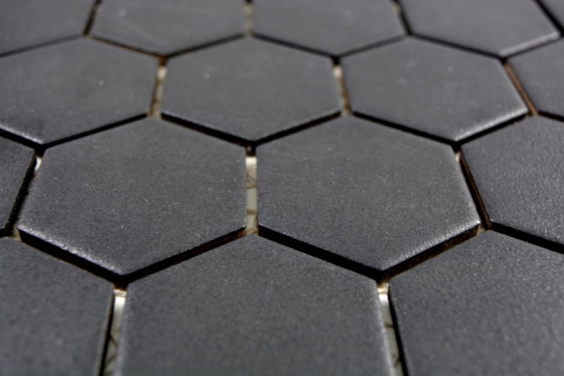 Hexagonal hexagon mosaic tile ceramic black R10B shower tray floor tile mosaic tile non-slip bathroom kitchen - MOS11H-0303-R10