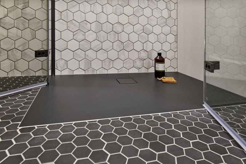 Hexagonal hexagon mosaic tile ceramic black R10B shower tray floor tile mosaic tile non-slip bathroom kitchen - MOS11H-0303-R10